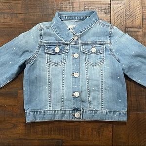 NWT OshKosh B'Gosh Toddler Girls' Dot Print Denim Jacket - Blue 4T